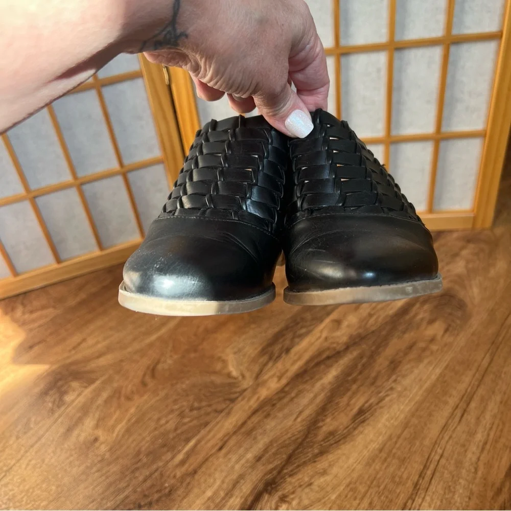 LC Lauren Conrad Woven Mule Heels Black Pointed Toe Size 6.5 - Picture 5 of 11